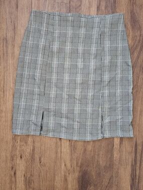 Plaid Pencil Skirt - Gray Check